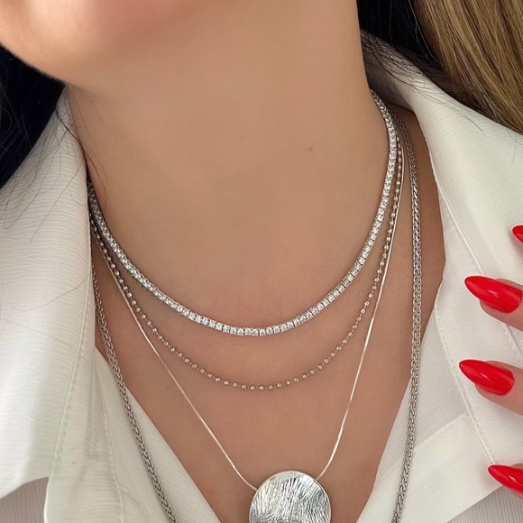 RESTOCK 🔥 Tennis Choker Necklace AAA+ Real Zirconia 2mm Platinum Plated Luxury - Picture 5 of 11